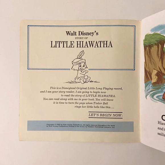 Vintage 1968 Disney Little  Hiawatha 7 Inch Record and Book - Picture 5 of 14